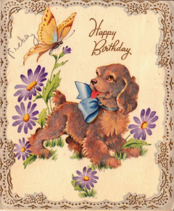 Free vintage puppy birthday card | Free Vintage Illustrations