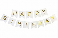 Amazon.com: Happy Birthday Banner Gold and Pink Or Gold and White ...