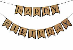 Amazon.com: Brcohco Happy Birthday Banner Rustic Hang Bunting Party ...