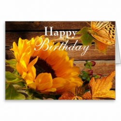 Happy Birthday Card, Rustic Country Fall Sunflower Card | Zazzle.com ...