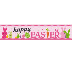 Frienda Happy Easter Banner Decorations, Easter Bunny Egg Garland Easter  Party Day Suppliers with 20 Glue Point Dots (Easter Pink)