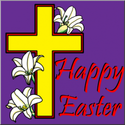 Clip Art: Religious: Happy Easter with Cross Color I abcteach.com ...