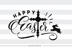 Happy Easter - cross and bunny - SVG file Cutting File Clipart in Svg, Eps,  Dxf, Png for Cricut & Silhouette