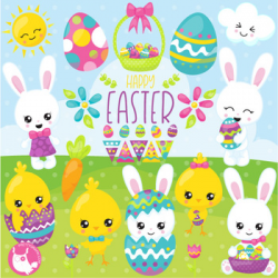 Happy Easter clipart commercial use, vector graphics - CL1075 in ...