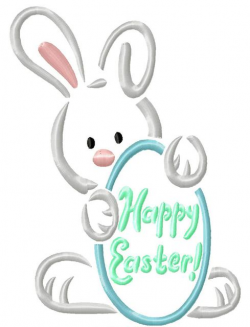 Happy Easter Bunny Satin Stitch Outline Embroidery Design