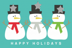 Modern Snowmen Happy Holidays- Art By Linda Woods Art Print