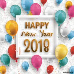 Colored Balloons Frame Happy New Year 2018 Ornaments Wallpaper ...