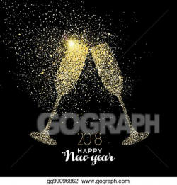 Vector Stock - Happy new year party drink gold glitter dust card ...