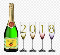 Bottle Of Sparkling Wine, Champagne Glasses - Png Happy New Year ...