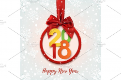 Happy New Year 2018 colorful round banner .