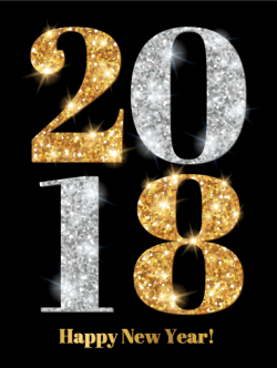 Shiny Gold & Silver Happy New Year Card 2018 | DownloadClipart.org