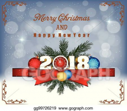 Vector Illustration - Happy new year 2018. Stock Clip Art gg99726219 ...