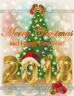 Merry Christmas and Happy new year 2018 card, vector - vector clip art