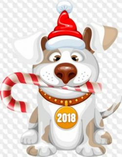 2018 Clipart Christmas Dog and Christmas gifts and inscriptions ...