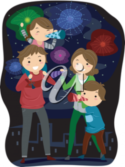 Illustration of a Family Celebrating the Coming of the New Year ...