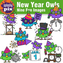 New Year Owls Clipart