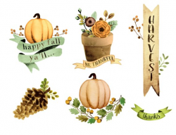 Watercolor fall clipart, hand painted fall clipart, fall ...