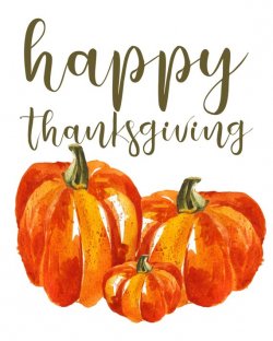 Happy Thanksgiving printable sign, Watercolor pumpkin, Fall ...