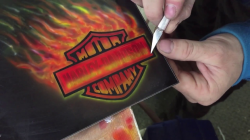 Airbrush Harley Logo with hand made stensil