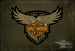 Harley Davidson Old Vintage Logo Fuel Tank Motorcycle Brown Background