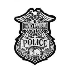 Harley-Davidson Police Original White Patch, Small size 3\'\' W x 4\'\' H  EM1263882, Harley Davidson