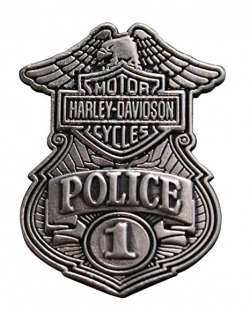 Harley-Davidson Police Original Antique Nickel Pin, 1-1/8\'\' W x 1-1/2\'\'  P1263063