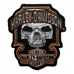 Harley Davidson Dark Skull Long Bar & Shield Patch