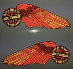 Details about Harley-Davidson HIGH REFLECTIVE WINGS fuel tank decals  Shovelhead Red & Gold