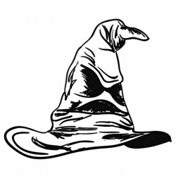 Harry Potter Sorting Hat Vinyl Decal Sticker - For wall, vehicle, computer,  home decor (12x10 inch, Matte Black)