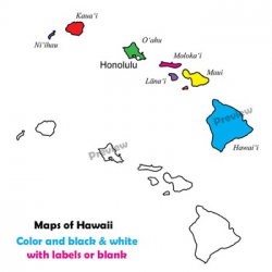 Hawaii State Symbols and Map Clipart