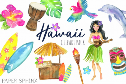 Watercolor Hawaii Clipart