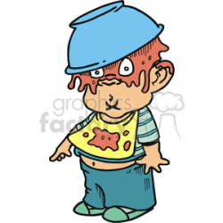 A Little Boy That has Dumped his Food on His Head clipart. Royalty-free  clipart # 156416