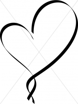 Ribbon Heart Outline | Christian Heart Clipart