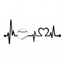 Baseball Heartbeat Decal