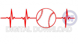 Digital Download Baseball Heartbeat SVG DXF EPS Silhouette Studio ...