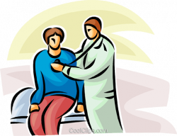 doctor listening to a patients heartbeat Royalty Free Vector Clip ...