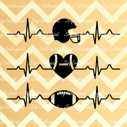 Football Heartbeat SVG, Football EKG Svg, Football Heart Svg ...