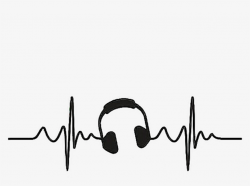 Heartbeat Clipart Line - Headphones Silhouette Transparent PNG ...