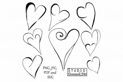 Doodle Hearts Clipart Set - 8 Doodle Clipart Hearts