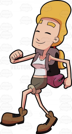 A woman enjoying a hike up the mountain #cartoon #clipart ...