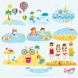 Summer Holiday Digital Vector Clip art / Beach Vacation ...