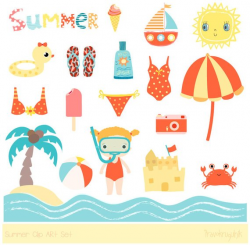 Cute summer clipart, Beach clipart, Vacation clip art ...