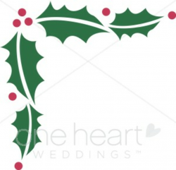 Whimsical Holly Corner Upper Left | Christmas Wedding Borders