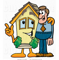 Avenue Clipart of a Home Mascot Cartoon Character Talking to ...