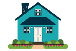 Geometric Modern Teal House Clip Art
