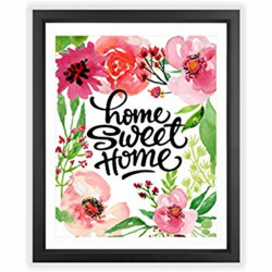 Amazon.com: Eleville 8X10 Home sweet home Floral Watercolor Art ...