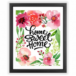 Amazon.com: Eleville 8X10 Home sweet home Floral Watercolor Art ...
