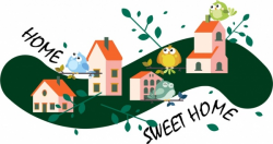 Home sweet home background cute birds houses icons Free vector in ...