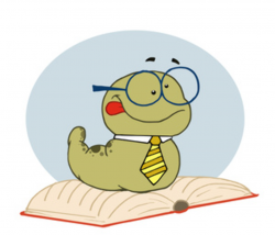 Homework clipart image bookworm cartoon character on a ...