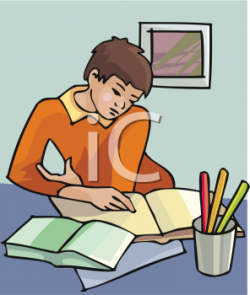 Clipart Picture of a Boy Doing Homework